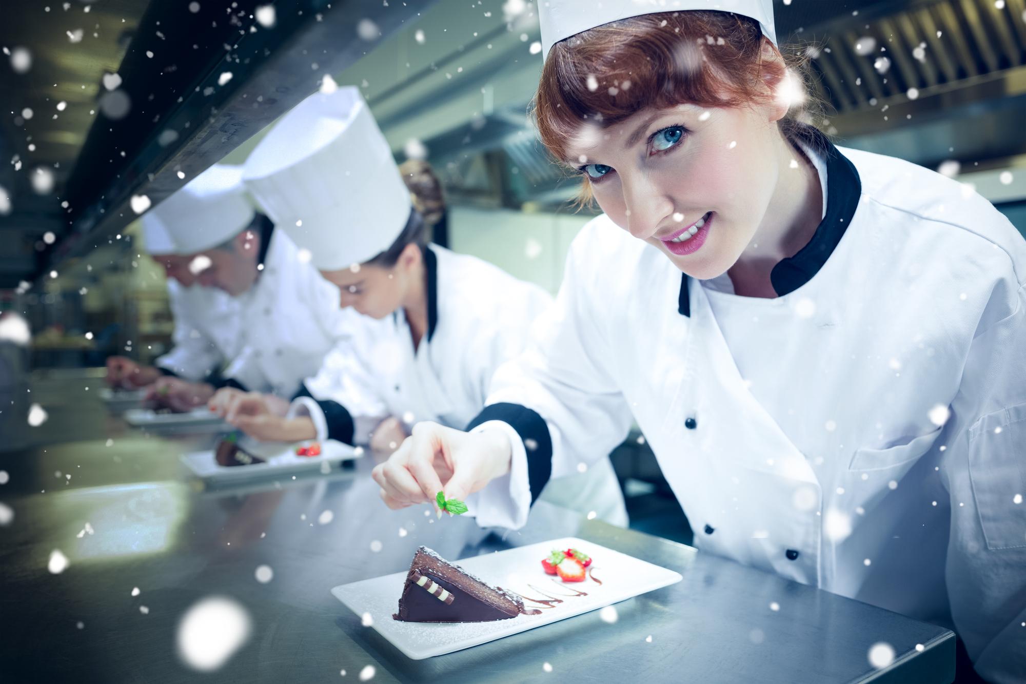 Students around futuristic counter in workshop